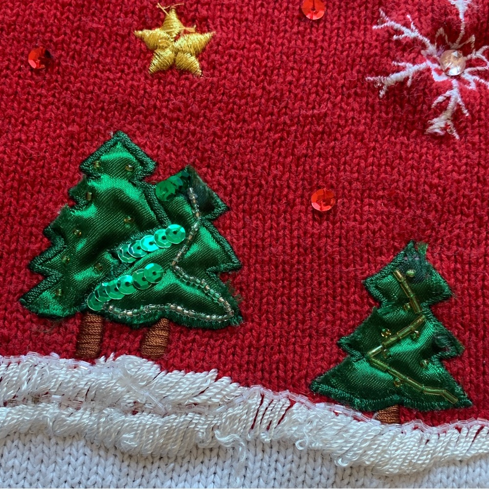 Nutcracker Vintage Ugly Christmas Holiday Sweater Teddy Bears Tree Sequins 2X-3X - Picture 10 of 16